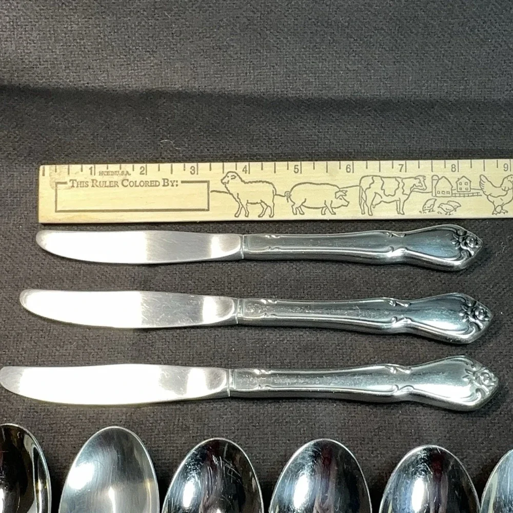 1881 Rogers Oneida ARBOR TRUE‎ ROSE Stainless Flatware 13 pc Mixed Lot